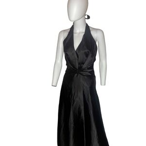 vintage late 90s early Y2k formal Witchcore black halter neck  mermaid dress S